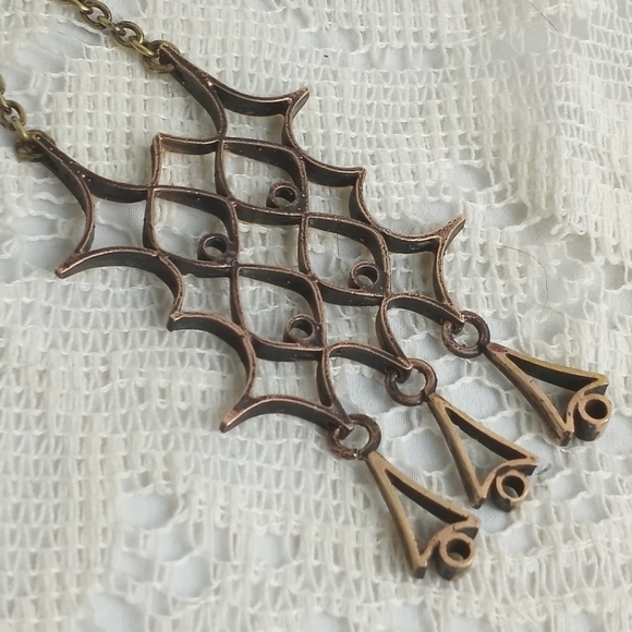 Bronze Pennti Sarpeneva Finnish Modernist Geometric Necklace Vintage 1960s 70s - Picture 3 of 9
